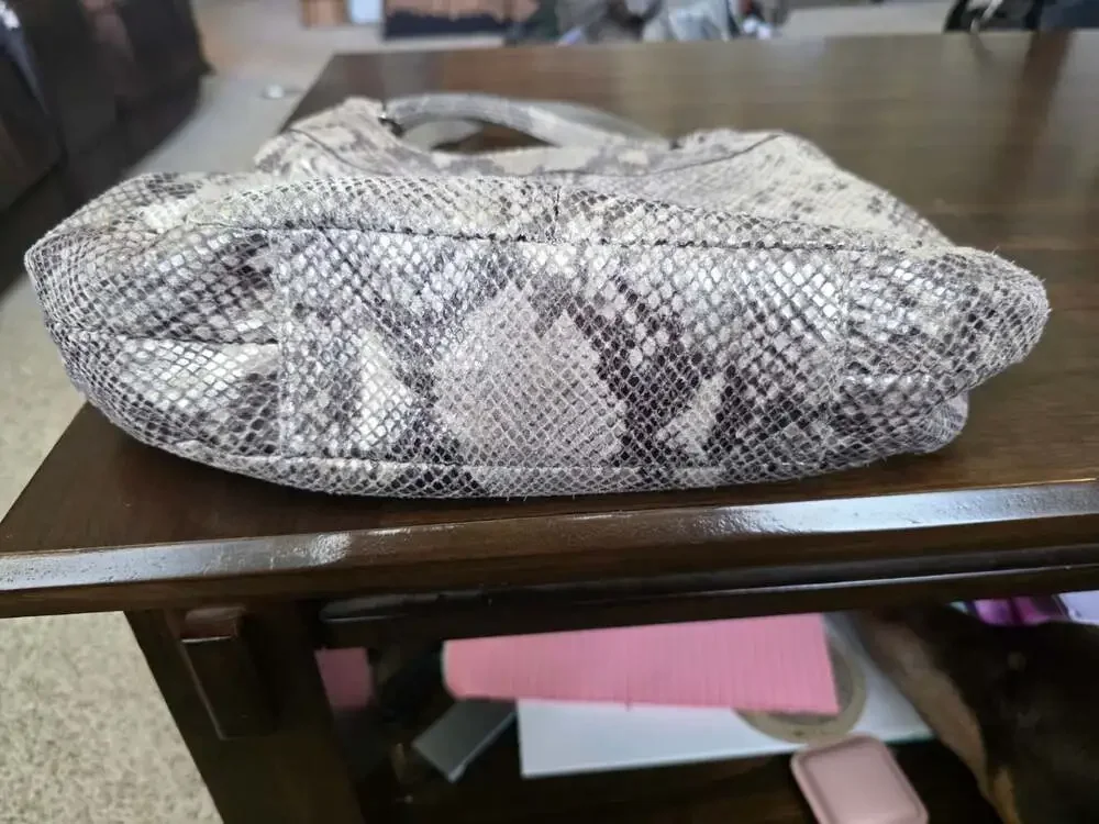 COACH Madison Maggie F19678 Grey Python Embossed Leather 3-Section Hobo Purse